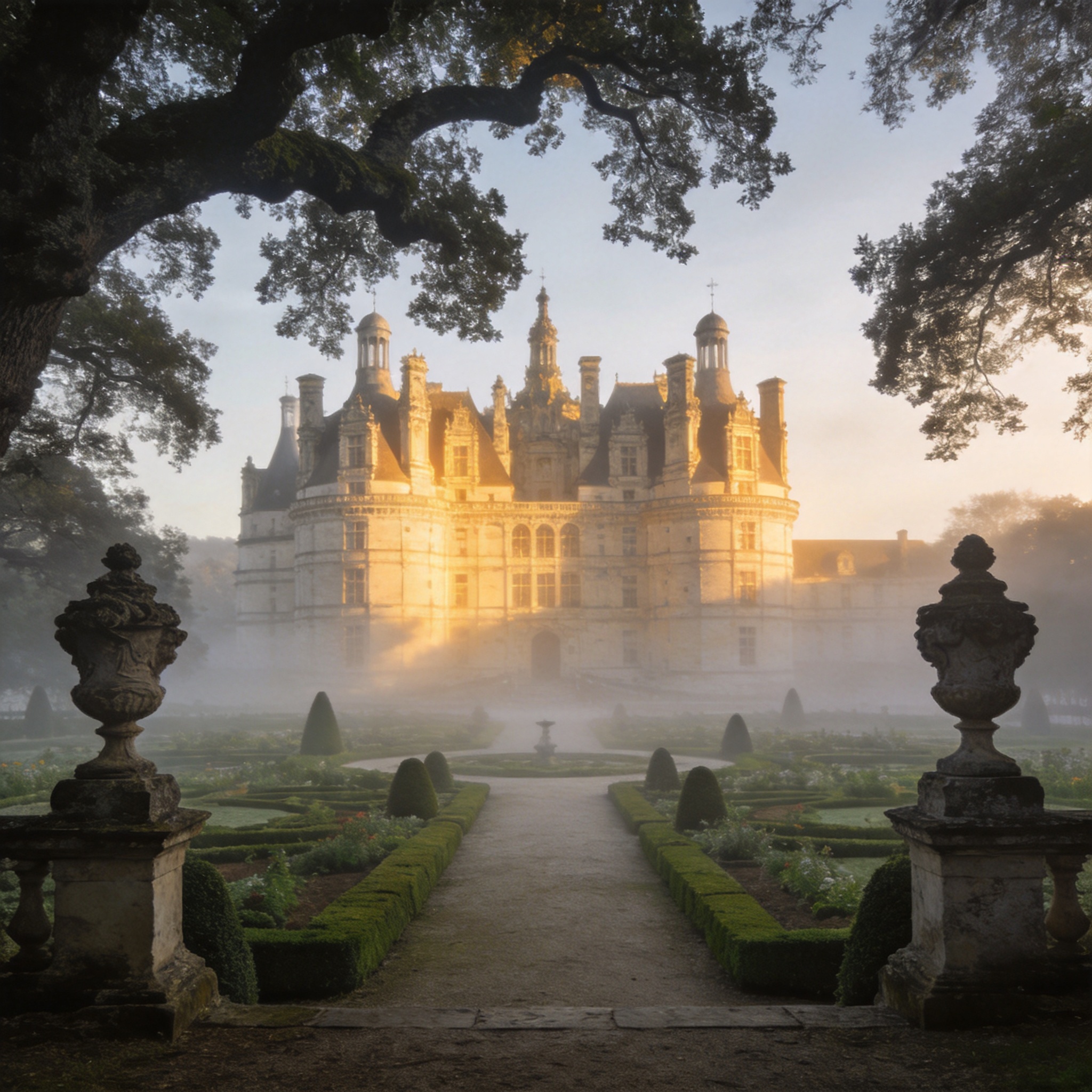 European castle at dawn